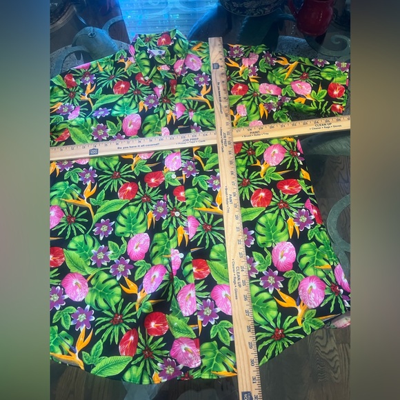 English Sports Shop Bermuda Vintage Short SS Tropical Floral Hawaiian Black Sz M - Picture 7 of 8